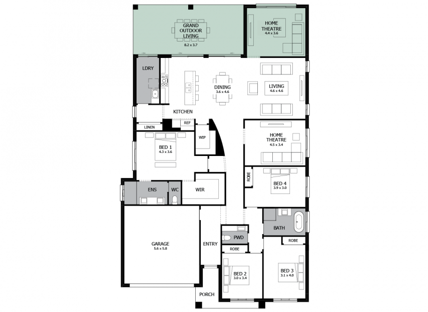 Atrium 29- Option 7b- Home Theatre to rear plus Grand Outdoor Living- LHS