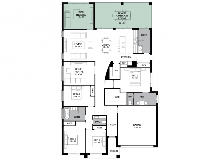 Atrium 29- Option 7b- Home Theatre to rear plus Grand Outdoor Living- RHS