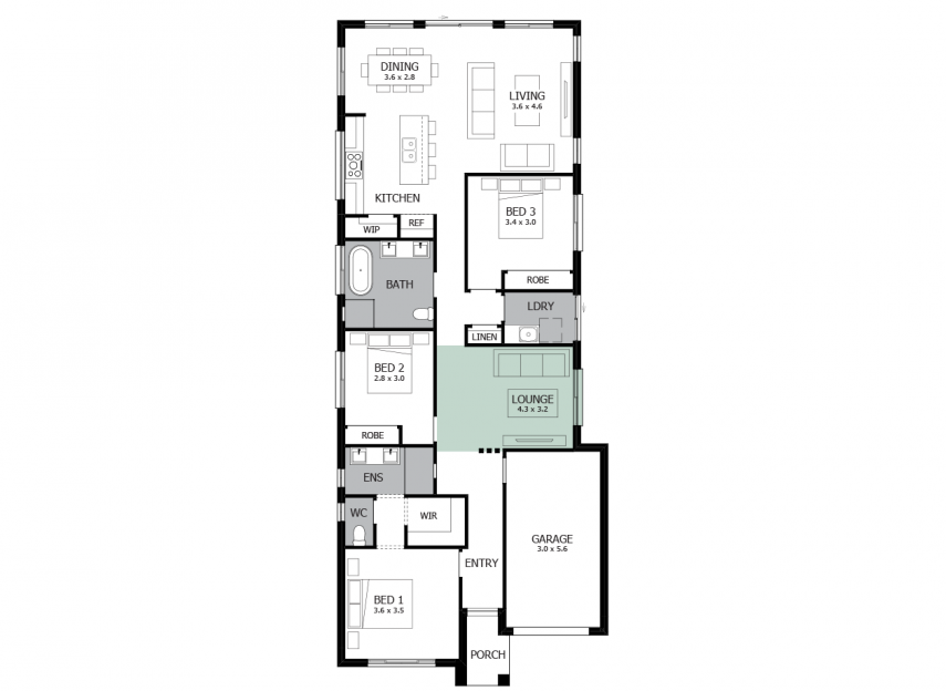 Alpha 17- Option 1- Lounge in lieu of Bed 4- RHS