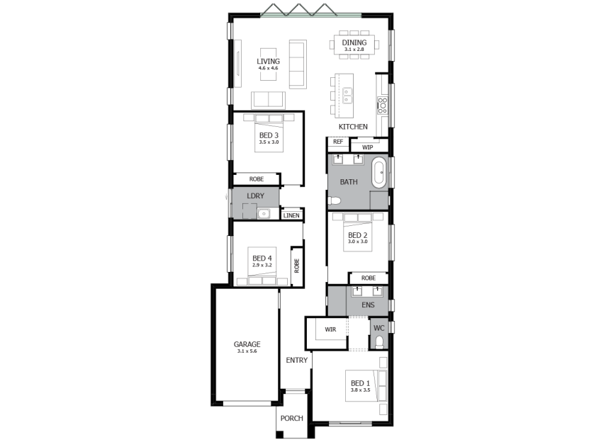 Alpha 18- Option 4- Bifold door to rear- LHS