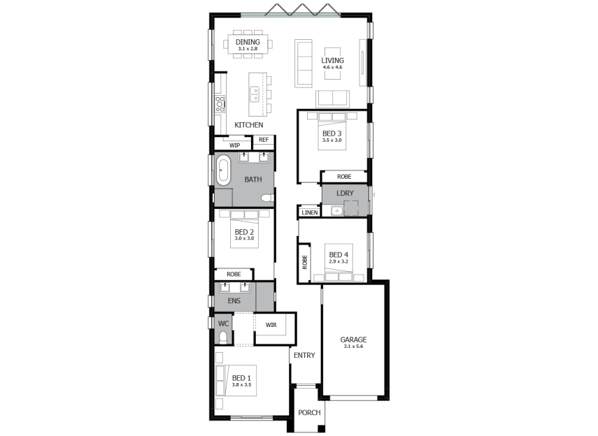 Alpha 18- Option 4- Bifold door to rear- RHS