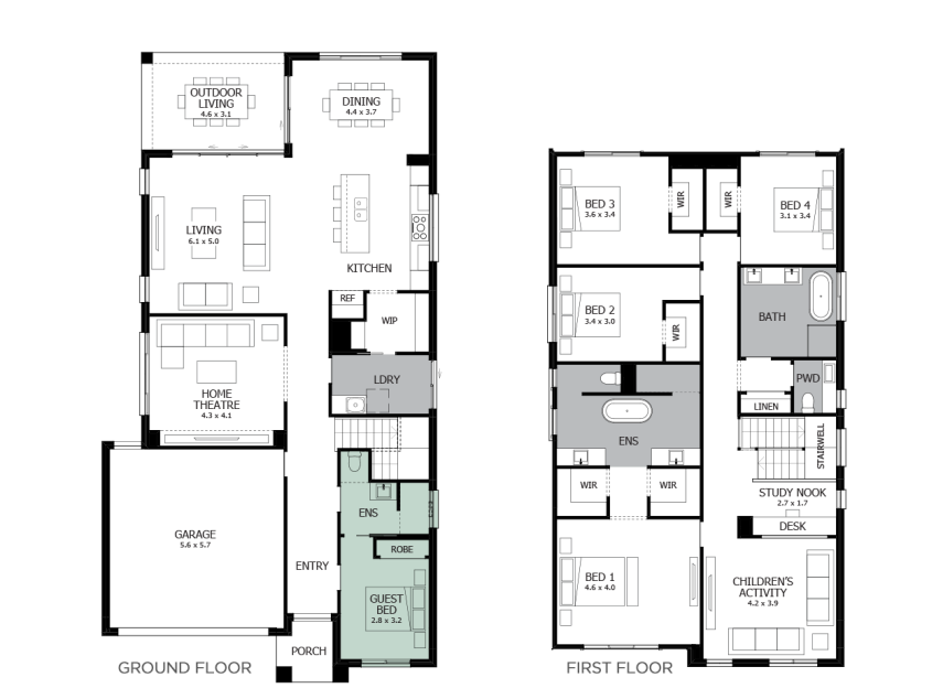 Nautica 36-option 1- Guest Bedroom-LHS