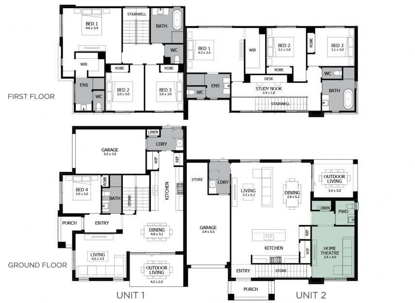 Wynyard 44- option 1- Home Theatre in lieu of Bed 4- Unit 2- LHS