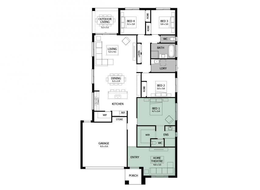 Rumba 24- Option 2- Home Theatre to front_ LHS