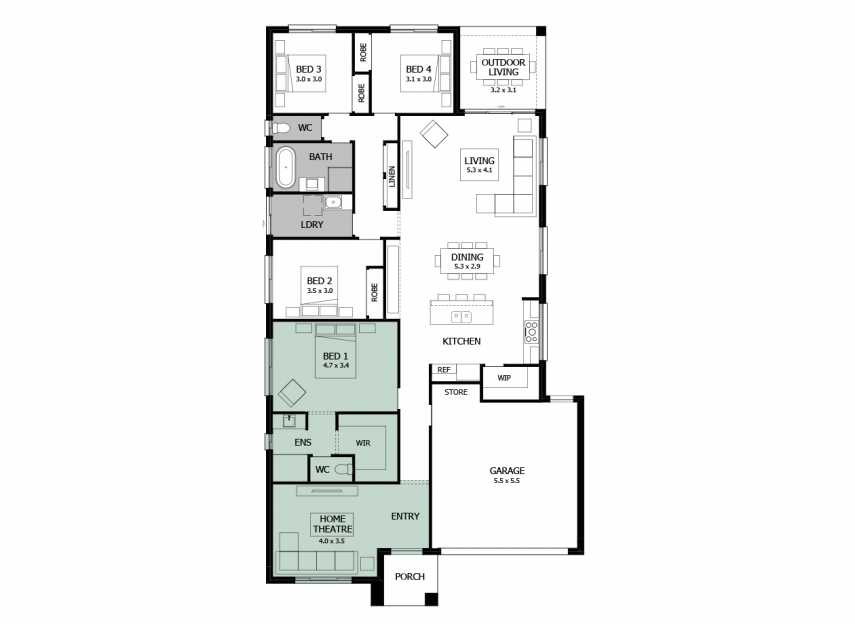 Rumba 24- Option 2- Home Theatre to front_ RHS