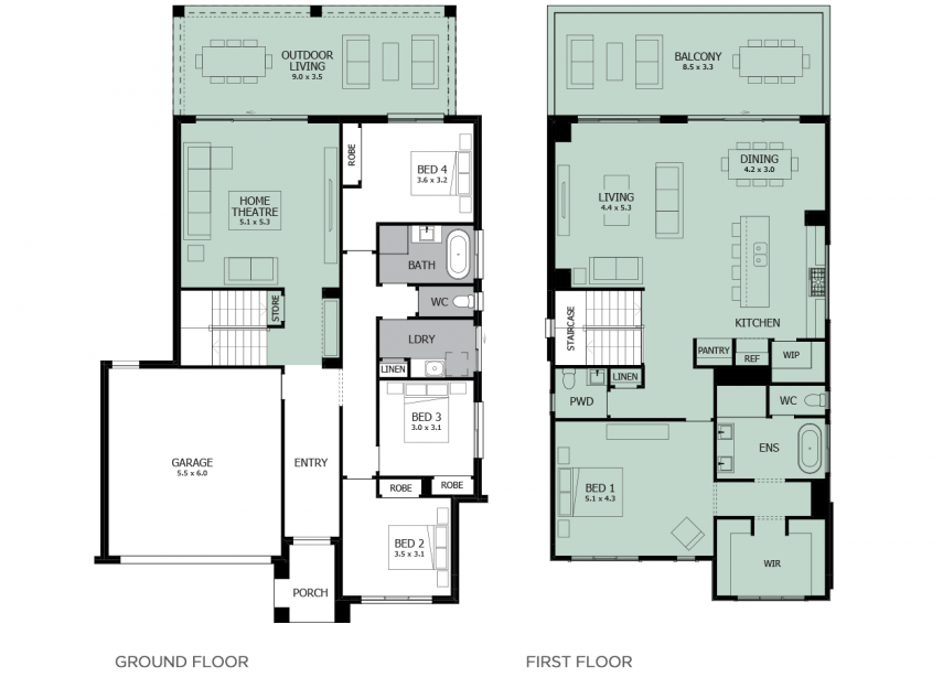 Seabreeze 35- Option 1- Rear Living with Balcony- LHS