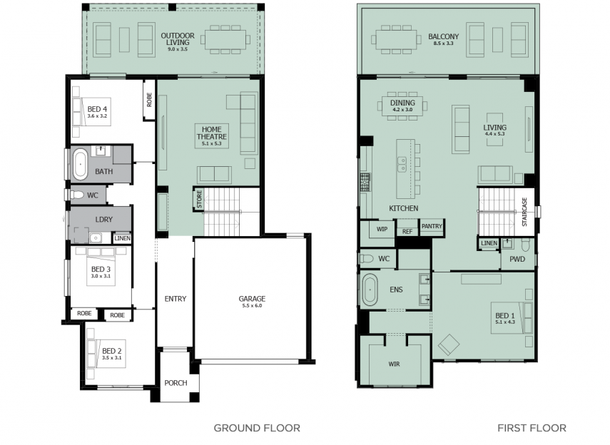 Seabreeze 35- Option 1- Rear Living with Balcony- RHS