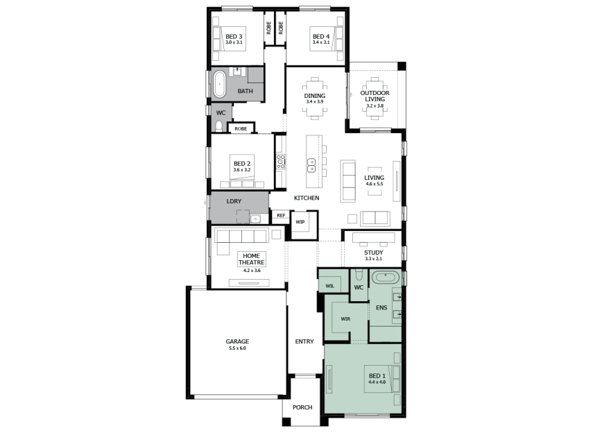 Verve 28- Option 2- Bath in Ensuite- LHS
