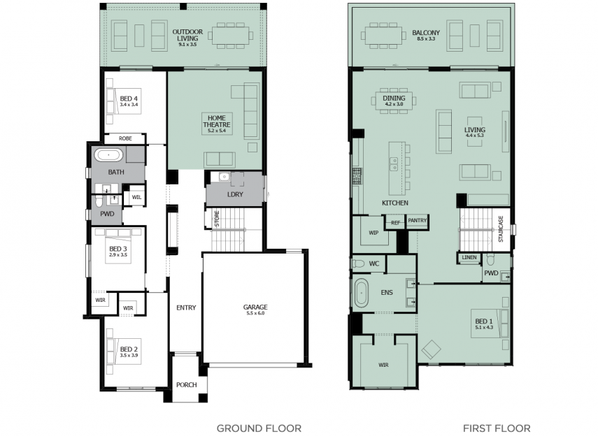 Seabreeze 39- Option 1- Rear living with balcony- RHS