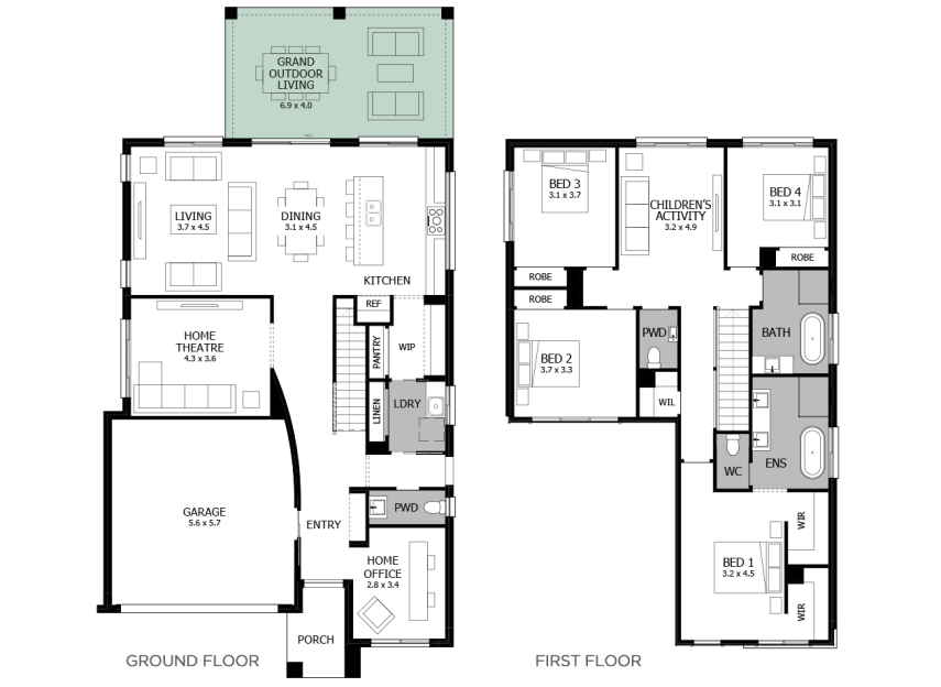 Enigma 31- Option 5a- Grand Outdoor Living-flat roof- LHS