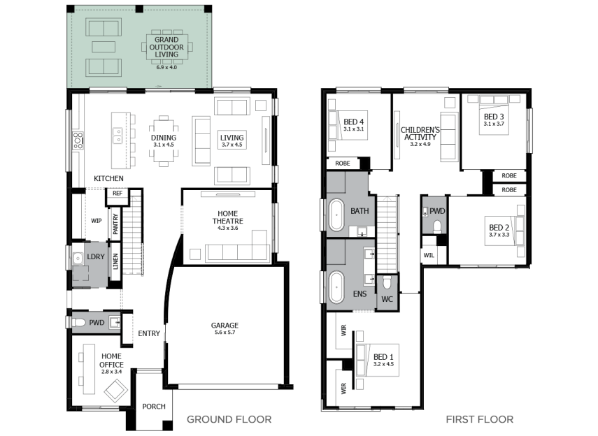 Enigma 310 Option 5a- Grand Outdoor Living- flat roof- RHS