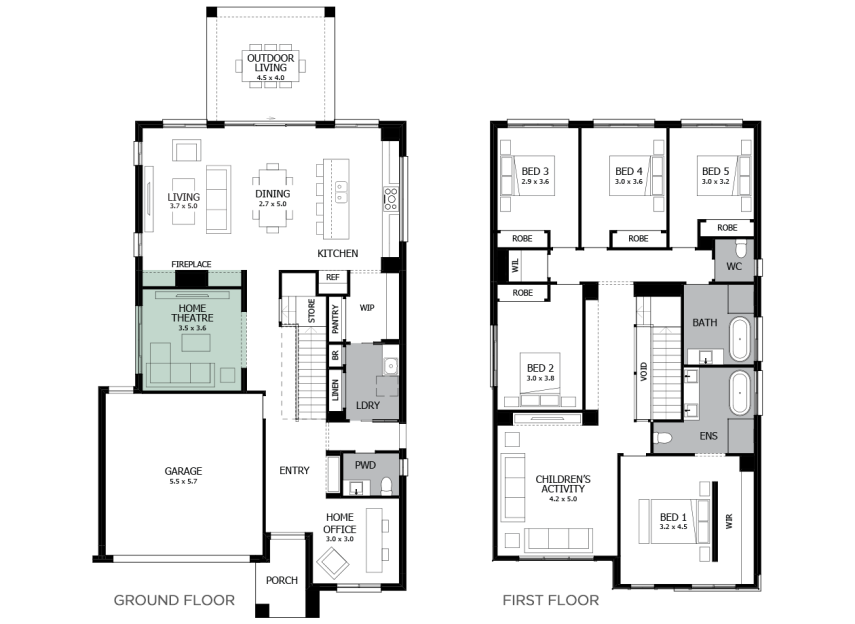 Enigma 35- Option 5- fireplace and shelving provisions- LHS