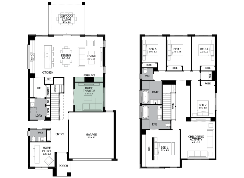 Enigma 35- Option 5- Fireplace and Shelving provisions- RHS