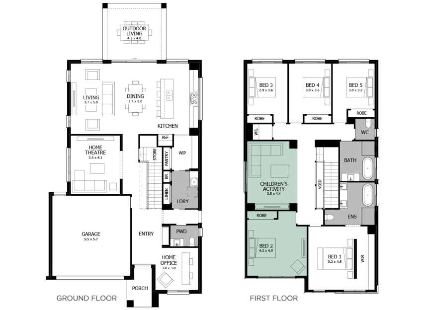 Enigma 35- Option 7- Children's Activity and Bed 2 flip- LHS