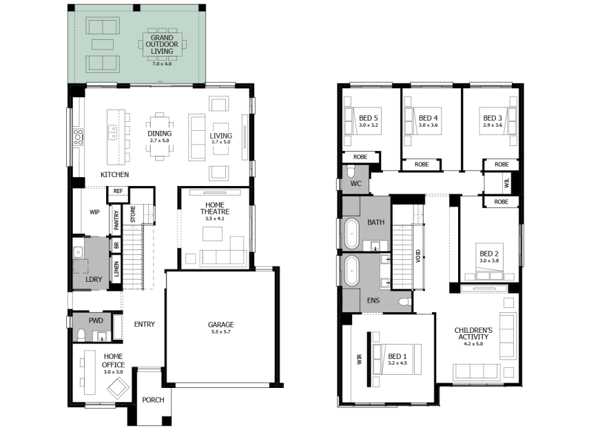 Enigma 35- Option 9a- Grand Outdoor Living- Flat roof- RHS