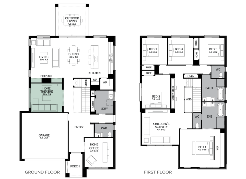 Enigma 36- Option 5- Fireplace and Shelving provision- LHS