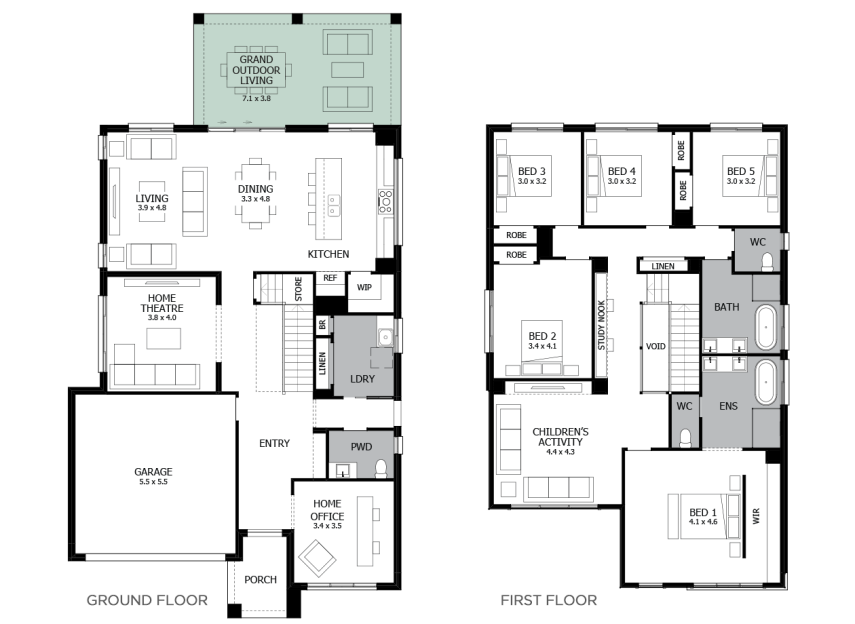 Enigma 36- Option 9a- grand Outdoor Living-Flat roof-LHS