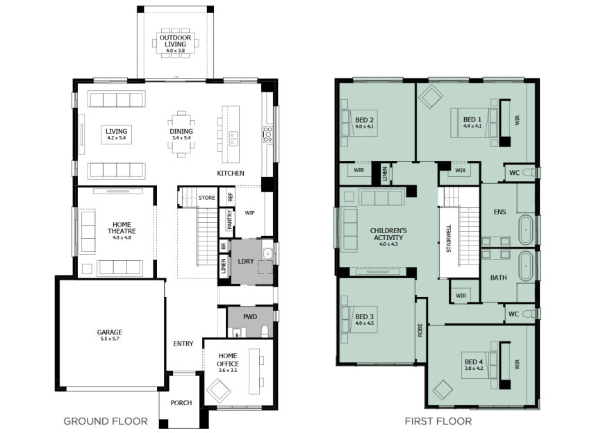 Enigma 41- Option 13 Bed 1 to rear and Bed 2 and Childrens Activity flipped- LHS