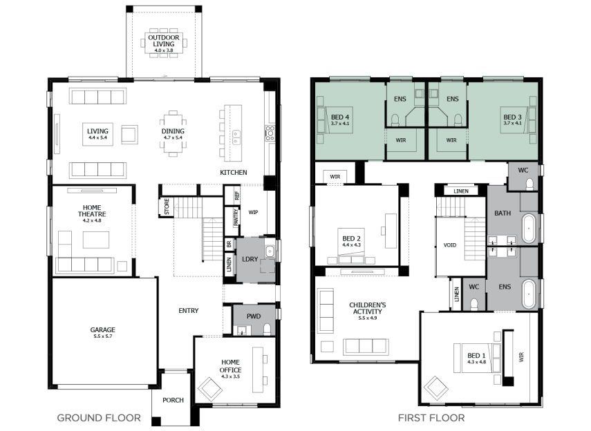 Enigma 46- Option 11- Ensuite to Bed 3 and 4- LHS