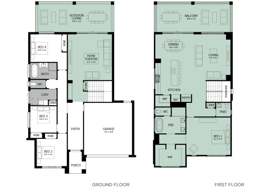 Seabreeze 35- Option 1- Rear Living with Balcony- RHS