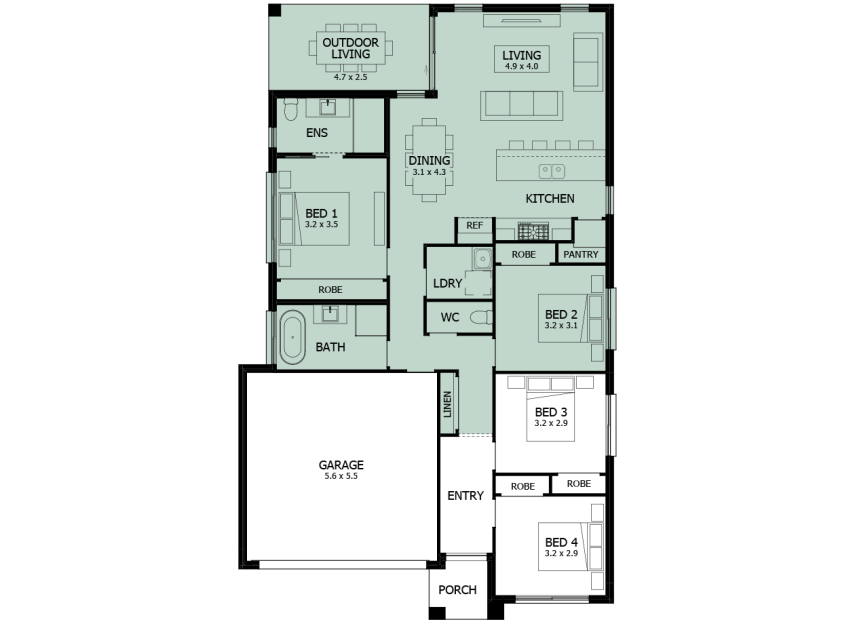 Avalon 19- Option 1- Rear Flip-LHS