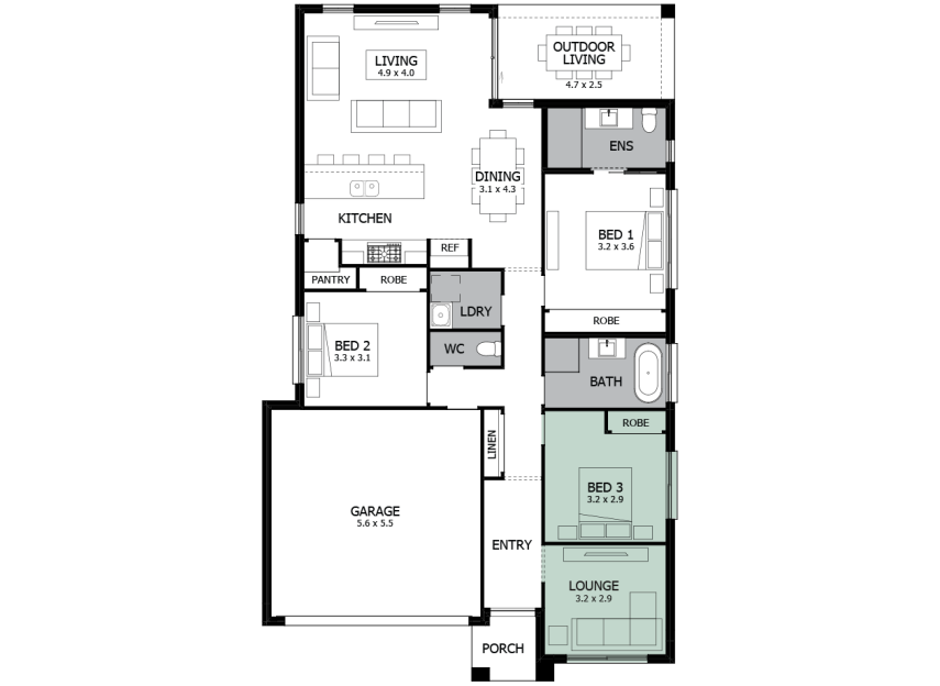 Avalon- 19- Option-2-lounge-in-lieu-of-Bed-4-LHS