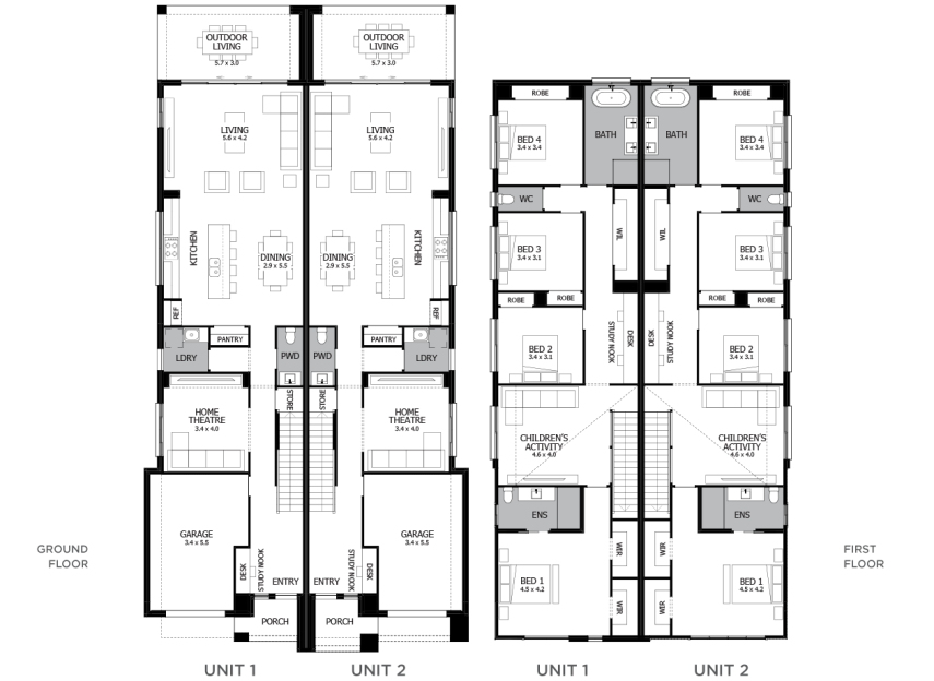 Phildelphia Duplex Floor Plans