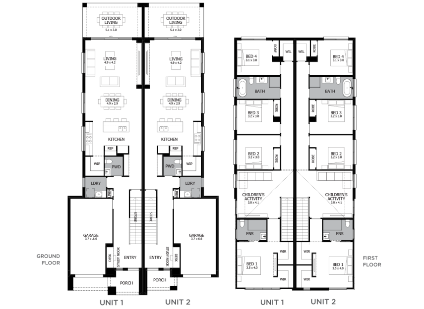Chicago Duplex floor plans