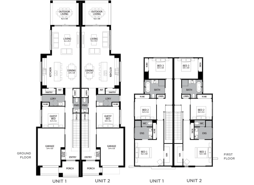 Dallas Duplex floor plans