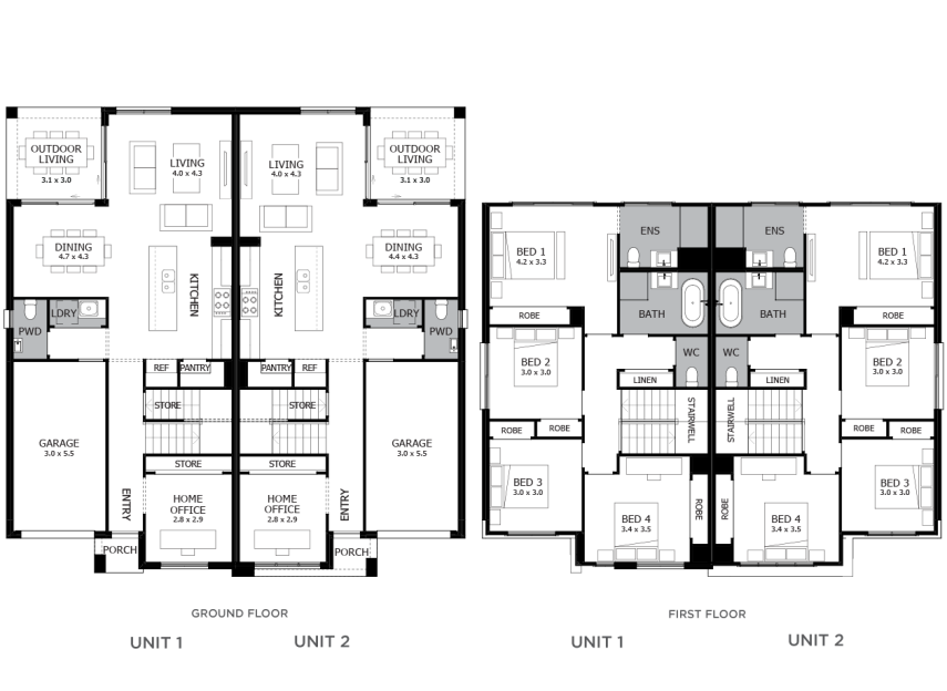 Phoenix  Duplex Floor Plans