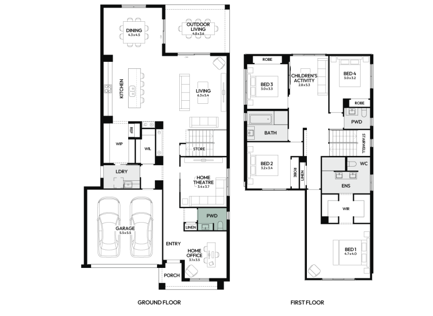 Brighton-35-double-storey-home-design-floorplan-option-1-LHS