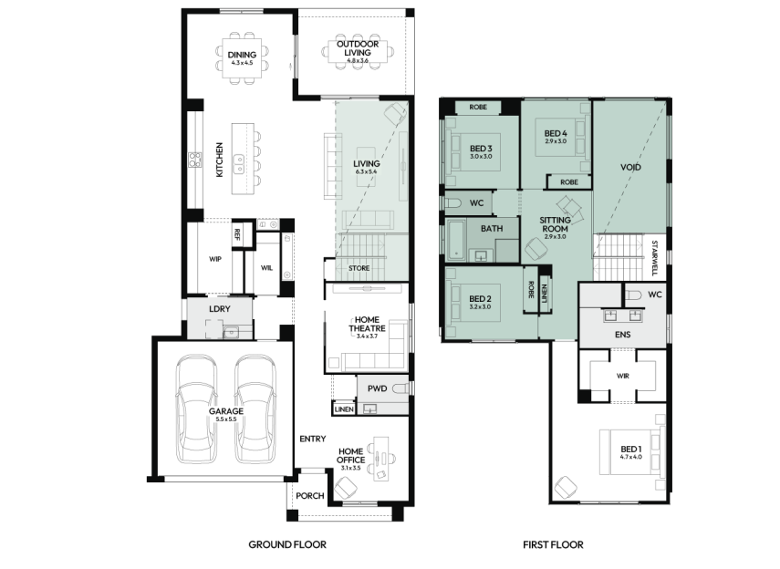 Brighton-35-double-storey-home-design-floorplan-option-14-LHS
