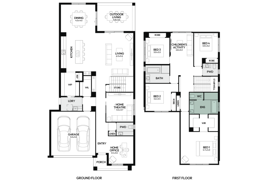 Brighton-35-double-storey-home-design-floorplan-option-4-LHS