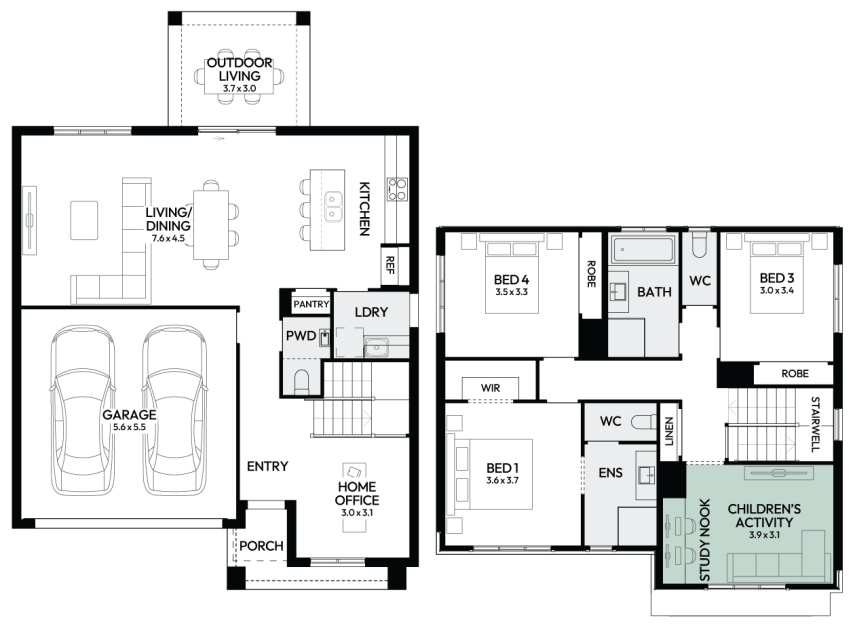 zephyr-24-double-storey-home-design-floorplan-option-1-LHS