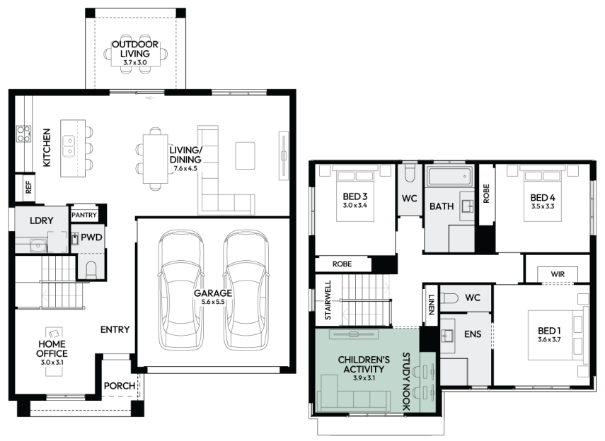 zephyr-24-double-storey-home-design-floorplan-option-1-RHS