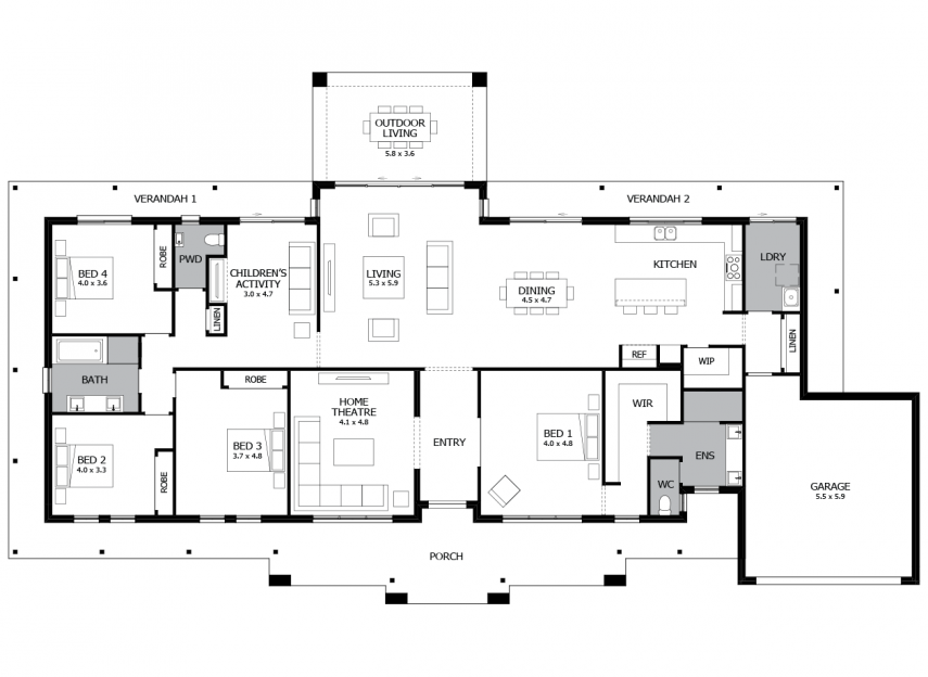 Falls Creek Acreage Home Design with 4 Bedrooms MOJO Homes