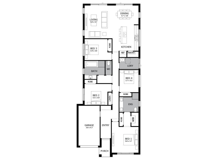 Linden 19-Single Storey House Plan-LHS