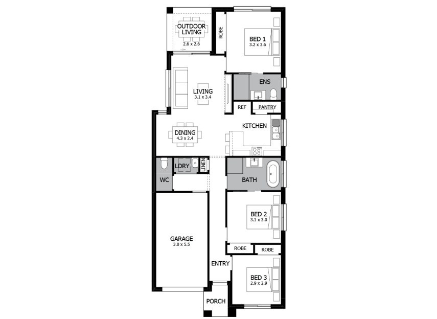 Merewether 14-Single Storey House Plan-RHS