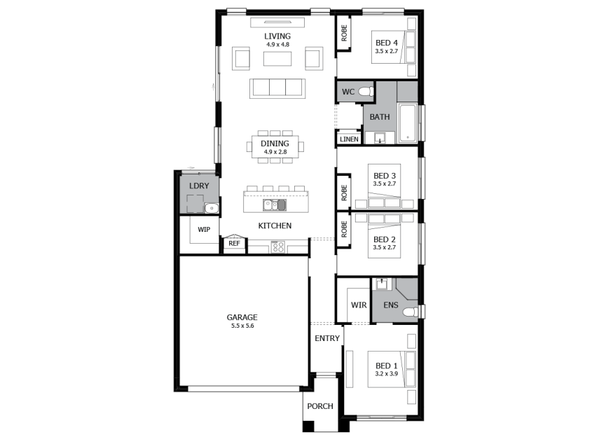 Minuet Single Storey House Design With 4 Bedrooms Mojo Homes Minuet Single Storey House Design With 4 Bedrooms Mojo Homes