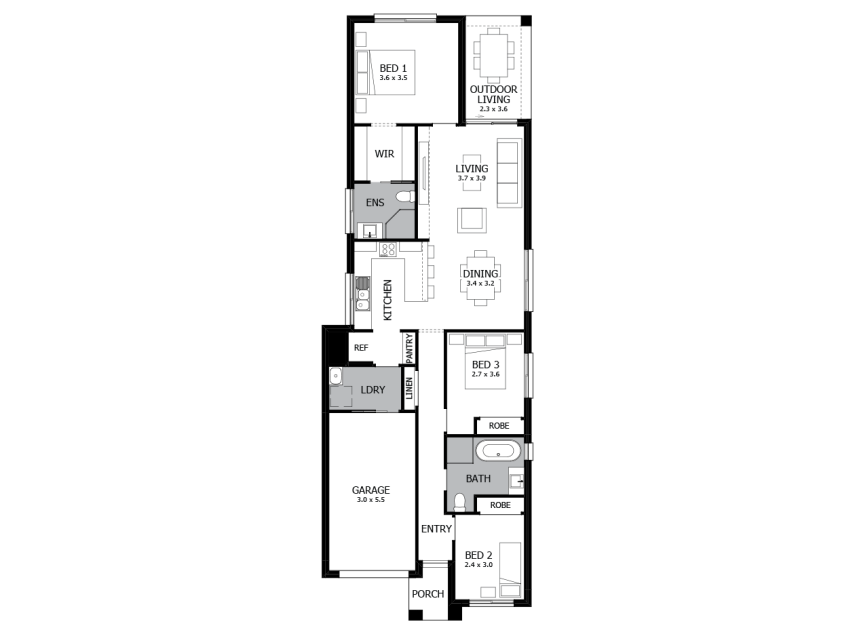 Queenscliff 15-Single Storey House Plan-LHS
