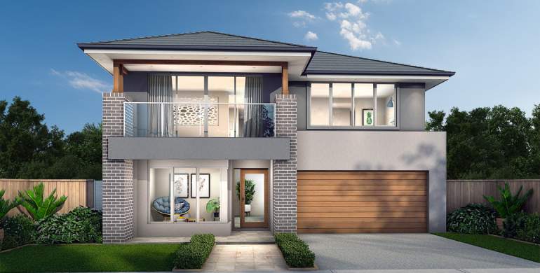 Chevron Double Storey House Design-Grande Facade