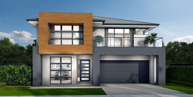 Chevron Double Storey House Design- Sheike Facade