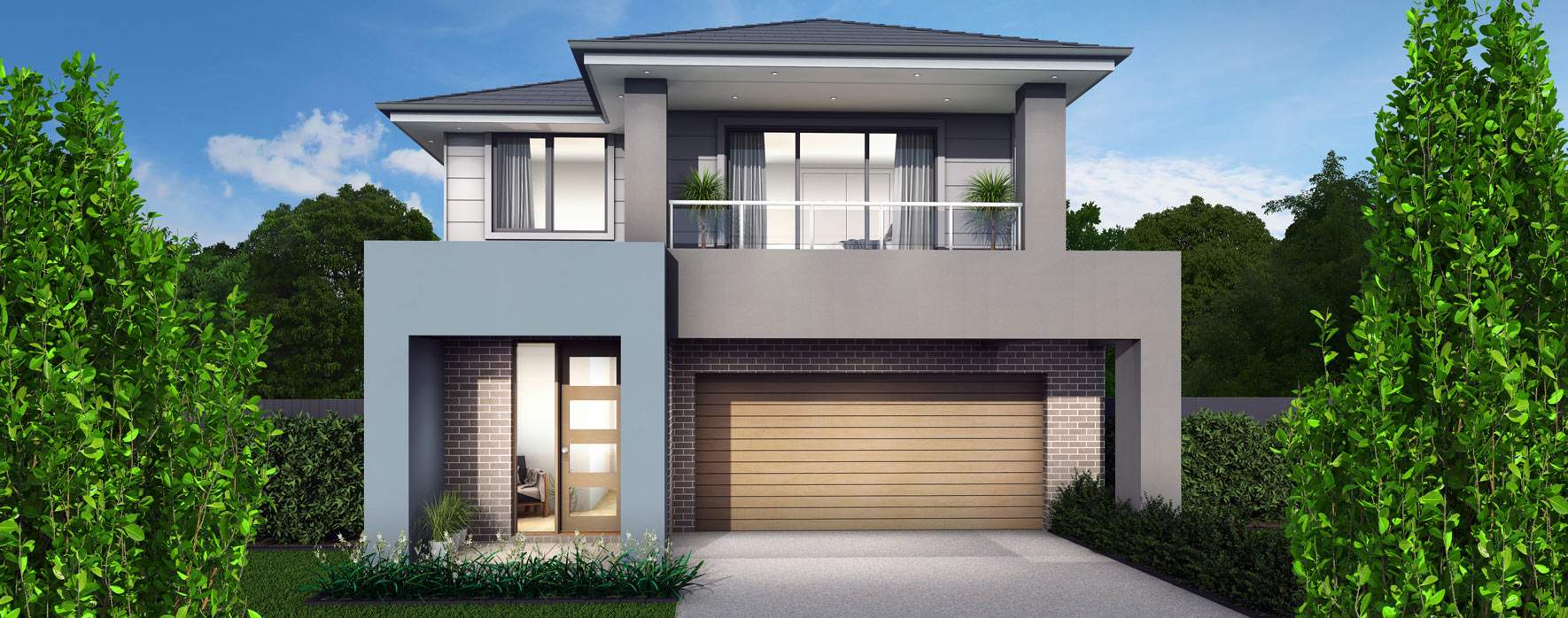 Two Double Storey Houses Small Balcony Amazing House Plans 121748