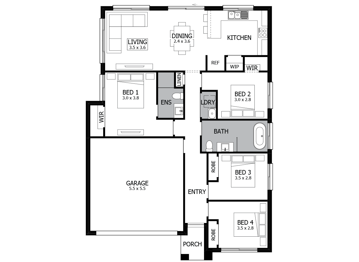 Terrigal 16-Single Storey house design-4 Bedroom-LHS