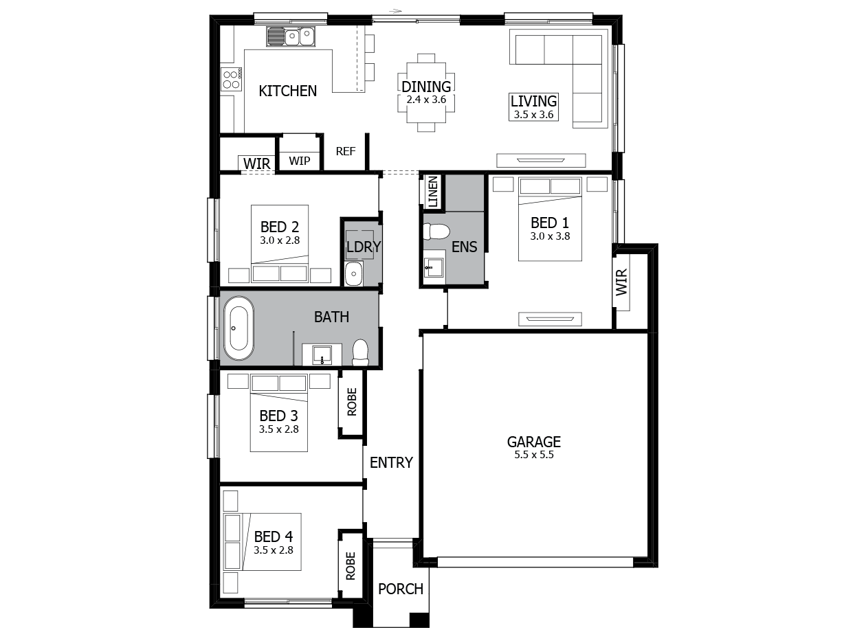 Terrigal 16-Single Storey house design-4 Bedroom-RHS