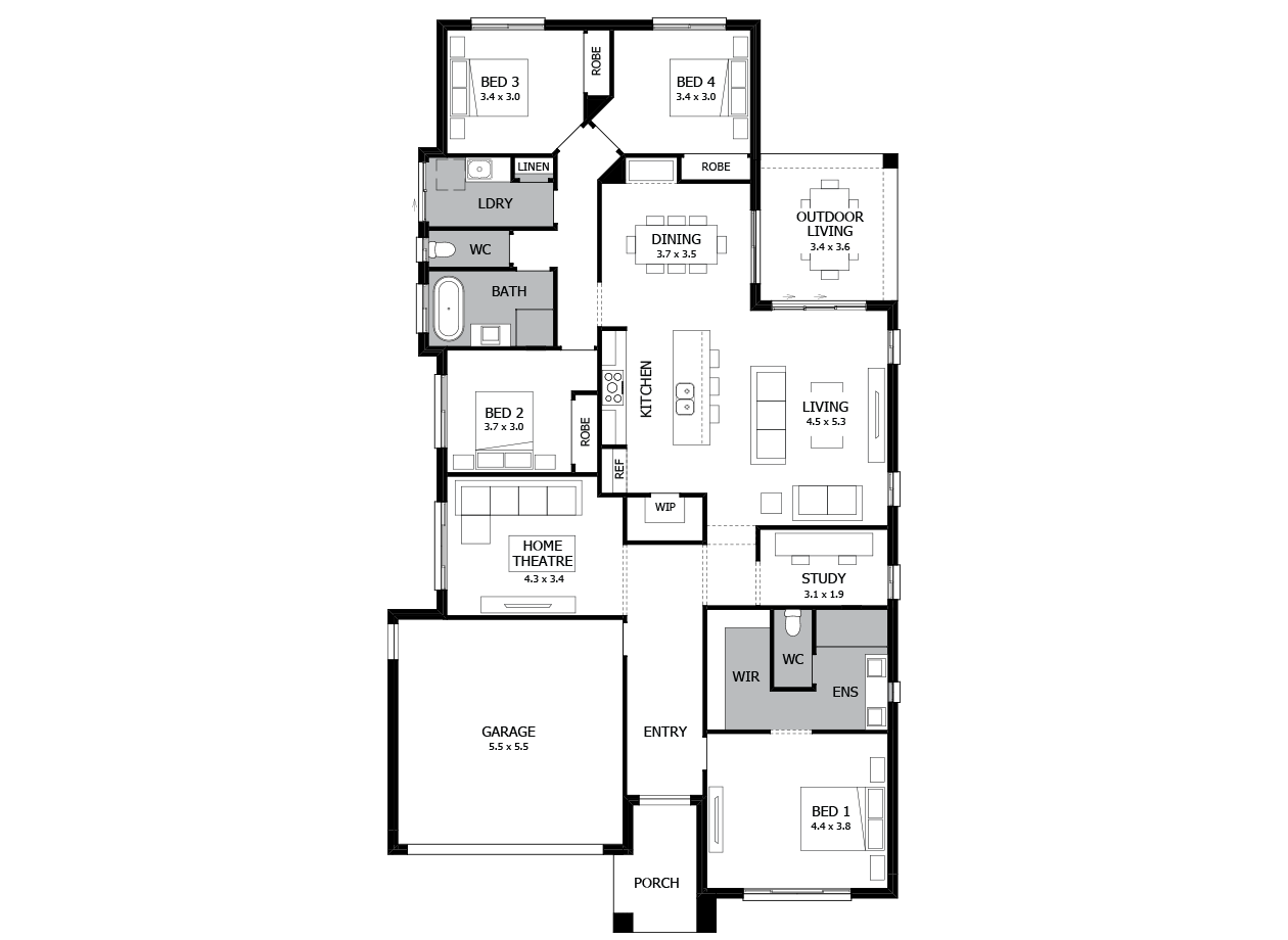 Verve 25-Single Storey house design-4 Bedroom-LHS Verve 25-Single Storey house design-4 Bedroom-LHS