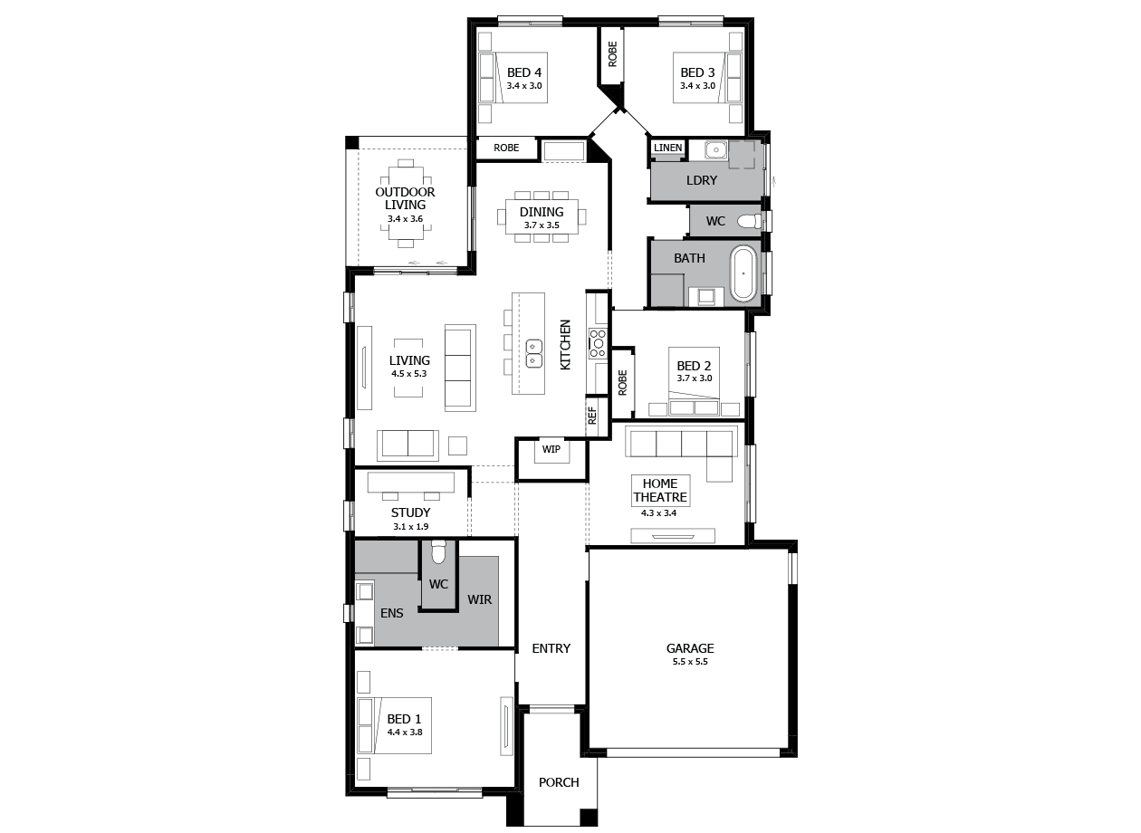 Verve 25-Single Storey house design-4 Bedroom-RHS Verve 25-Single Storey house design-4 Bedroom-RHS