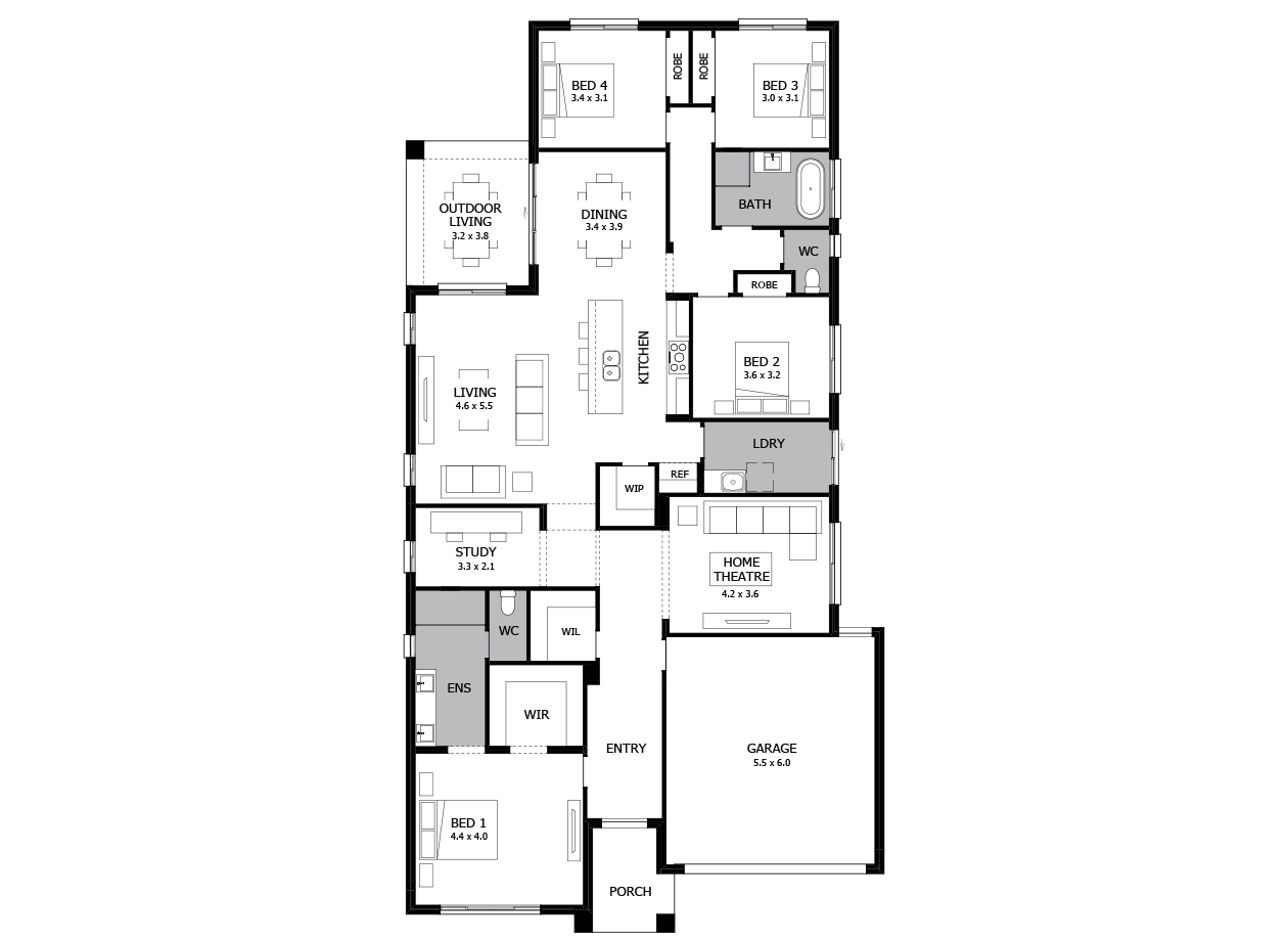 Verve 28-Single Storey house design-4 Bedroom-RHS Verve 28-Single Storey house design-4 Bedroom-RHS