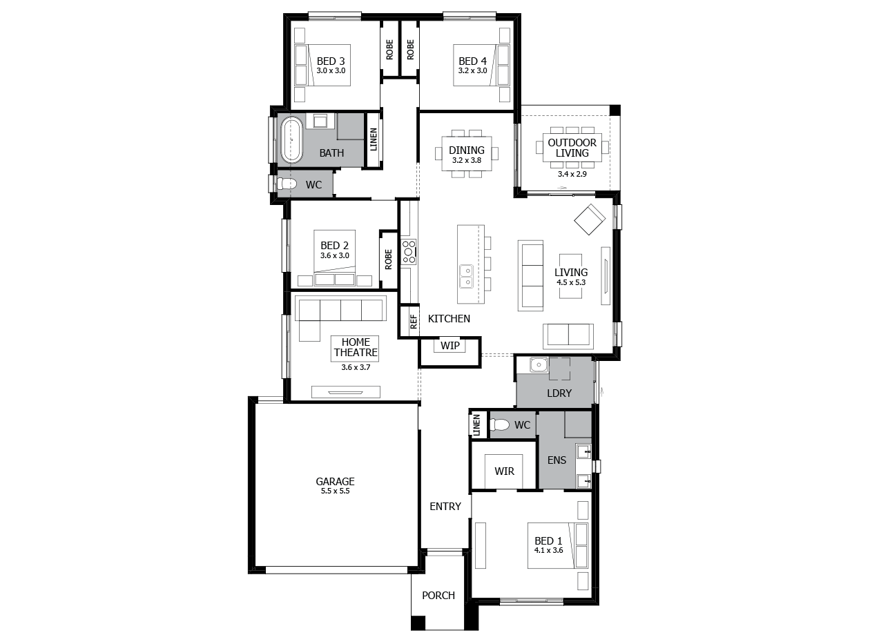 Vibe 23-Single Storey house design-4 Bedroom-LHS Vibe 23-Single Storey house design-4 Bedroom-LHS