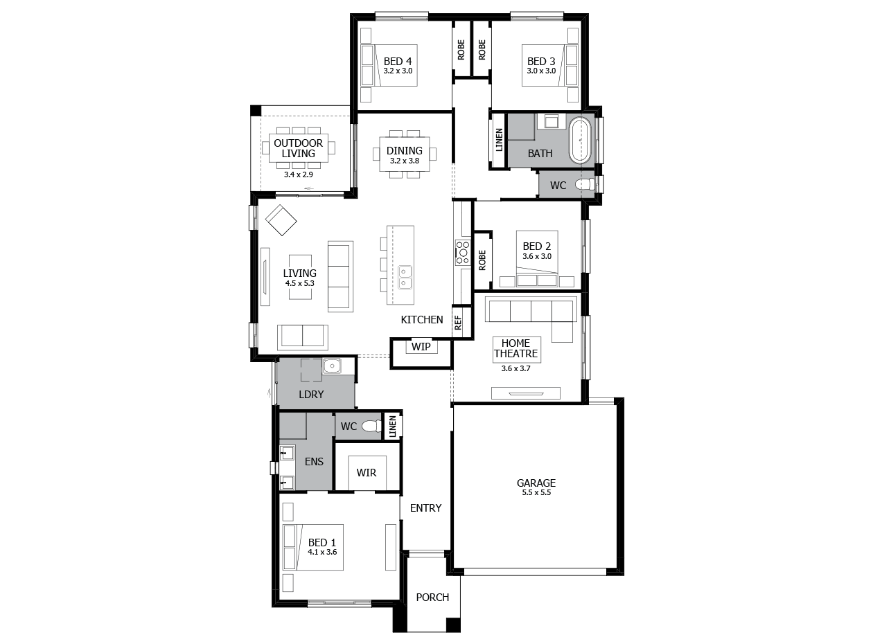 Vibe 23-Single Storey house design-4 Bedroom-RHS Vibe 23-Single Storey house design-4 Bedroom-RHS